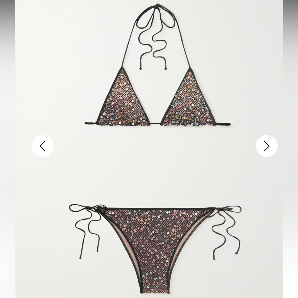 BNWT Oseree Netquins Sequined Crochet Triangle Bikini